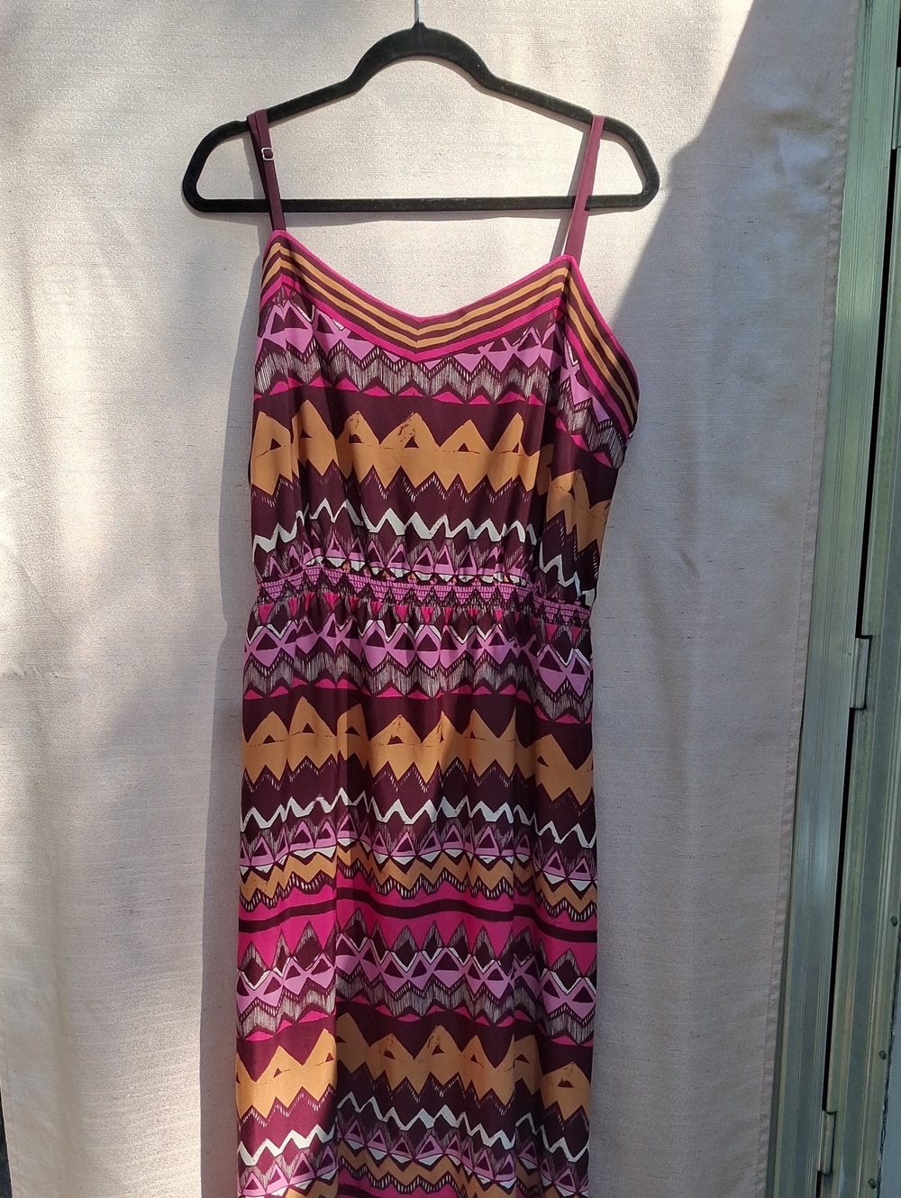 Women's Pink & Mustard Zigzag Print Sundress